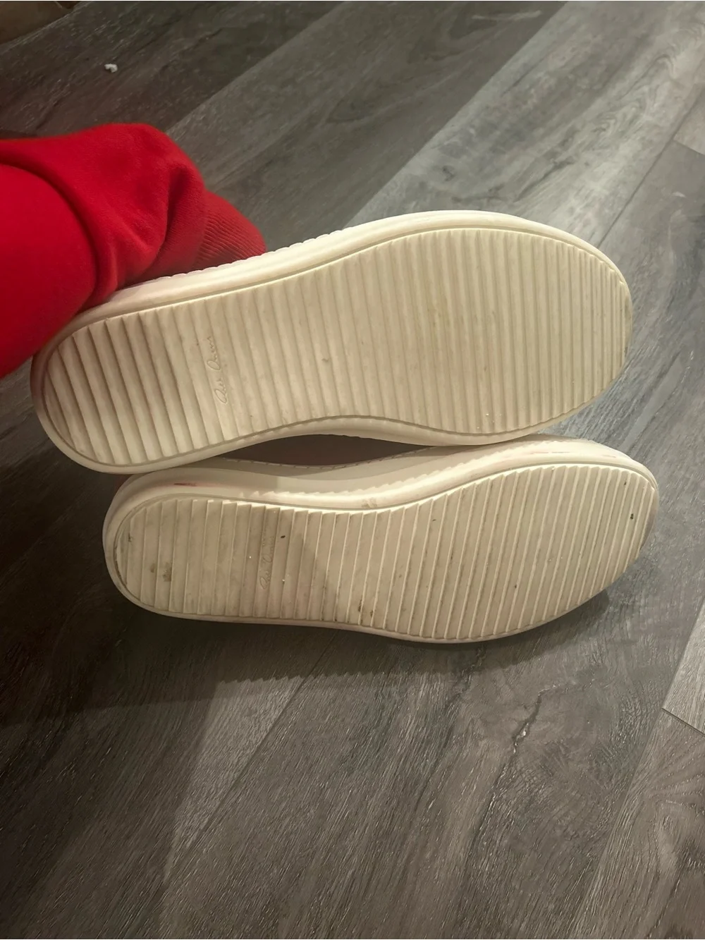Rick Owens Low-Top Sneakers in Burgundy and Cream